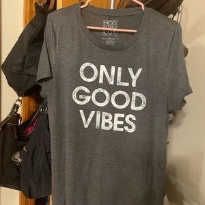 Lux Heather Charcoal Gray Logo Tee with Subtle White Print